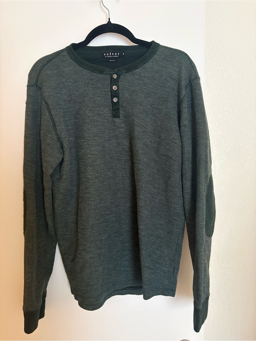 Velvet Long-Sleeve Olive Green Waffle Henley